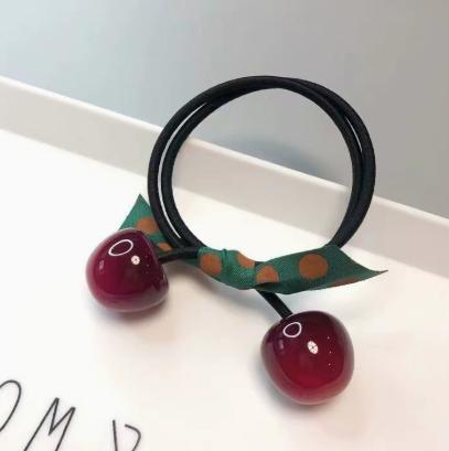 

Hair Tie with Cherry Design Elastic Hair Band Bow Knot Decoration for Women and Girls Soft Stretchy Hair Rope Accessory One Size