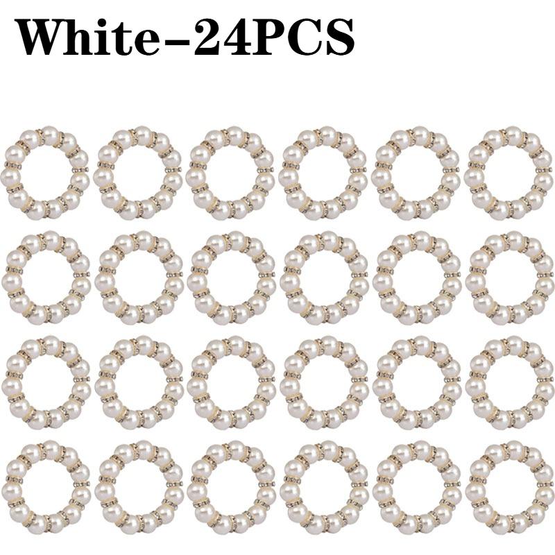 Handmade Beaded Pearl Napkin Ring Valentine's Day DecorativeNapkin Holder DIYTable Towel Ring for Wedding Party Tablecloth Decor