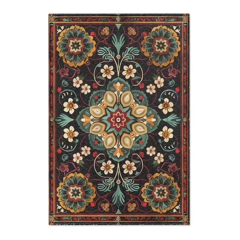 Lila Persischer Bereichsteppich Dunkel Floral Schlafzimmerteppich Modern Klassisch Fusion Wohnzimmer Art Deco Teppich Waschraum Fußmatte