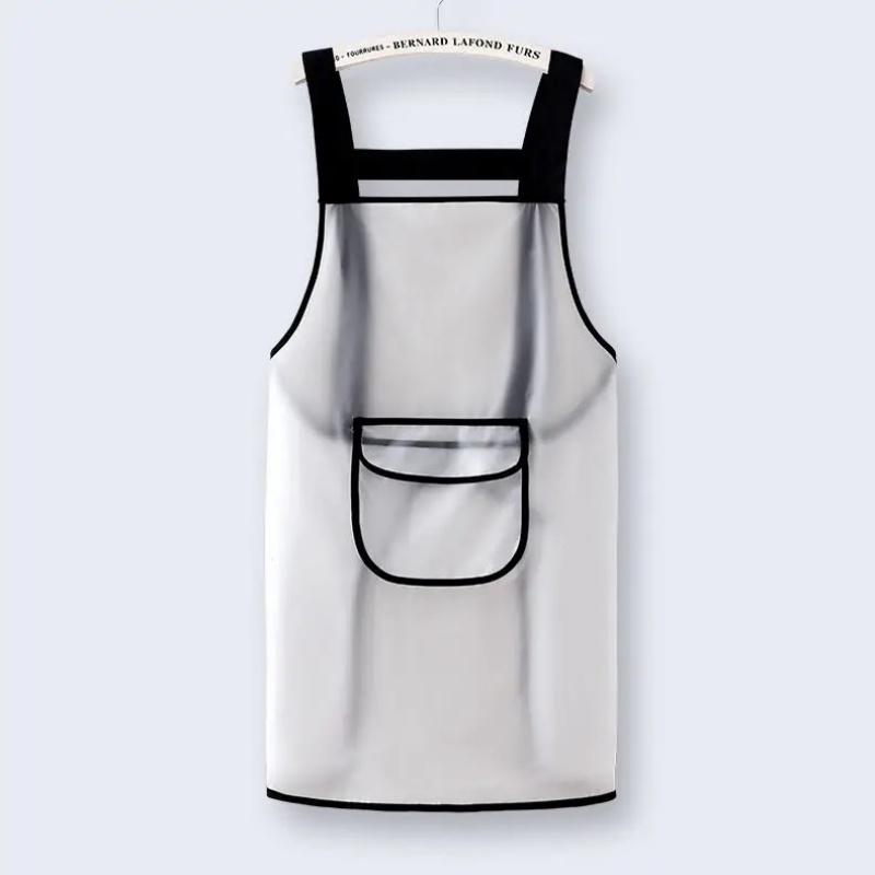 Waterproof Kitchen Apron Household PVC Oil Resistant Work Apron Transparent Black Dirt-Proof Cleaning Aprons