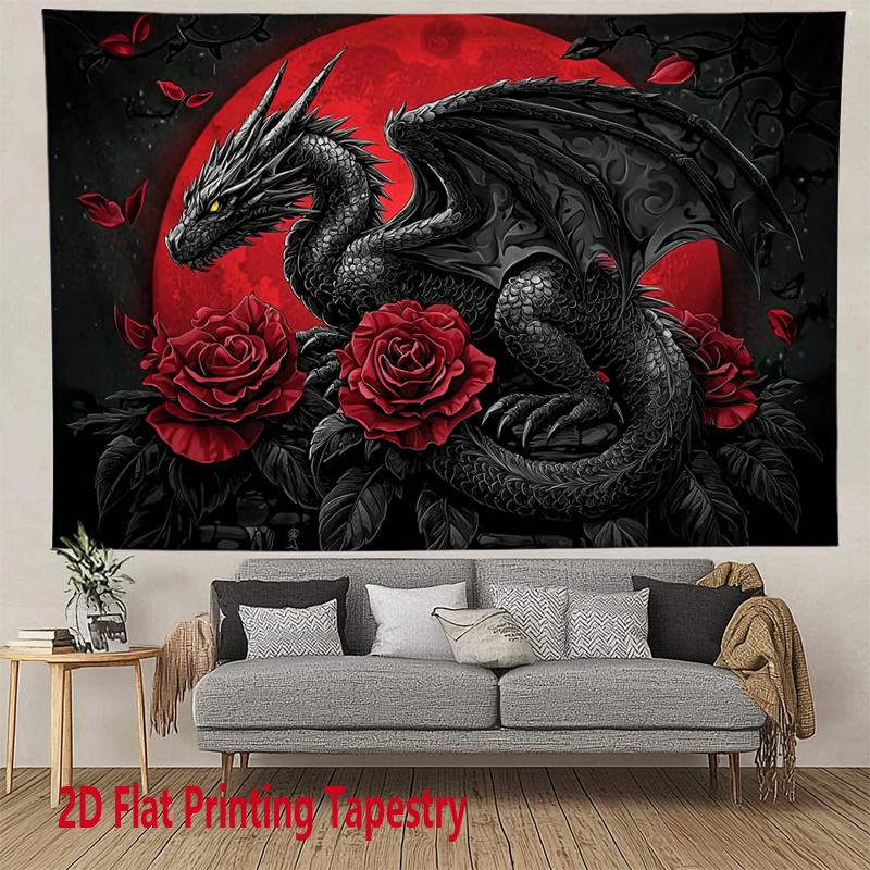 Gothic fantasy dark dragon Digital printing polyester wall tapestry suitable for use in living rooms bedrooms offices bars party