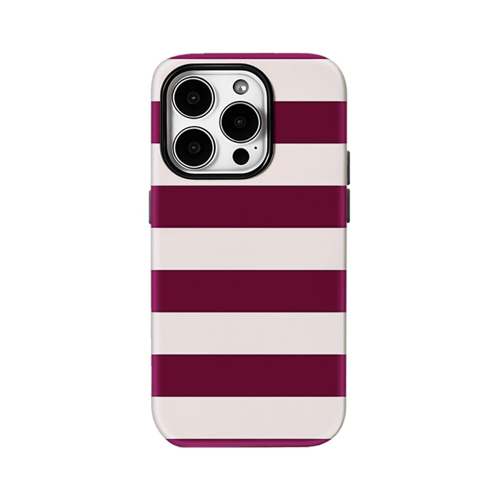 Burgundy White Stripe Phone Case for IPhone 16 15 14 13 12 11 X XS XR XSMAX 7 8 Pro Max Plus Double-layer Back Cover