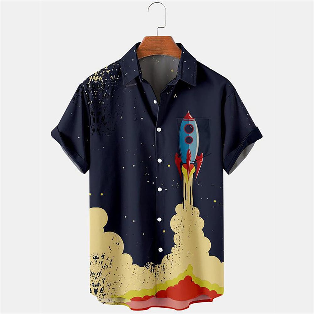 Camicia Hawaiana da Uomo 2026 Stampa Poker Moda Casual Collo a Revers Spiaggia Camicia Vintage