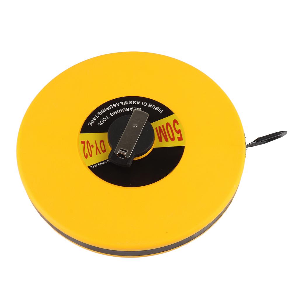 Fiberglass Measuring Tape, 50m Celsius 164ft  , PVC Coated, Folding Metal Hook, ABS Plastic Case, Waterproof, Wear Resistant, Easy To Use for Road,
