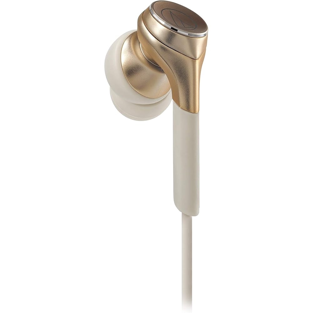 Audio-Technica SOLID BASS In-Ear Headphones, Wired, Deep Bass, High-Resolution Audio Compatible, Champagne Gold ATH-CKS770X CG