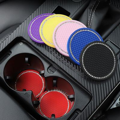 Rhinestone Car Water Cup Bottle Holder Anti-slip Mat Pad Silica Gel Non-slip Car Mat for Mini Cooper for Alfa Romeo Car Interior