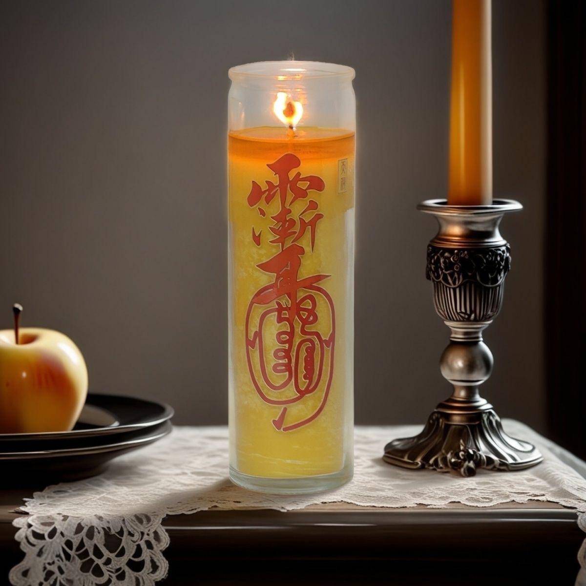 Golden Light Wealth & Prosperity Ghee Candle - Divine Mantra Oil Lamp for Home