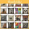 Unique Halloween Animal Print Cushion Cover Cotton Linen Pillow Case For Stylish Seasonal Decor