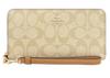 Luxury Signature Long Zip Around Wallet with Round Outlet Item Khaki X Light [CocoLeza] Women's Strap, Zipper, (Light Saddle)