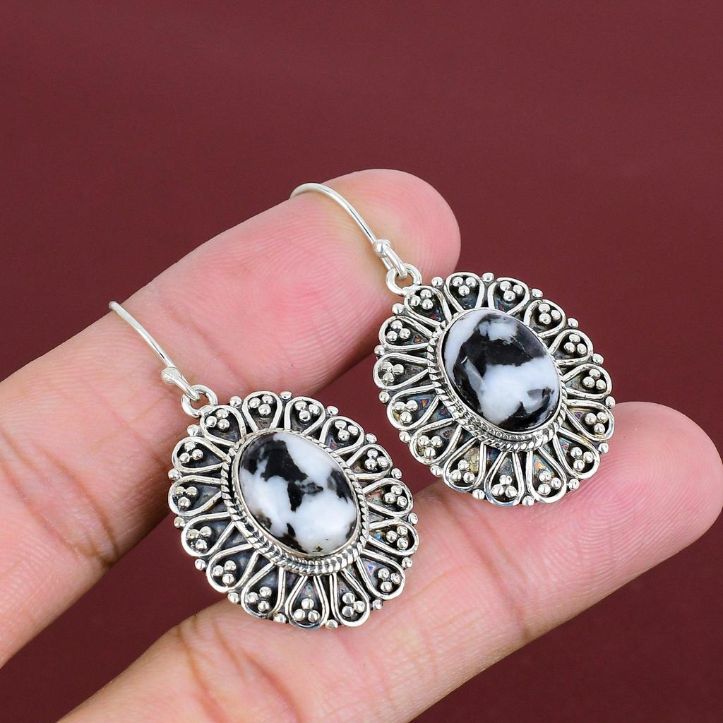 White Buffalo Turquoise Earring Gemstone Handmade Earrings 925 Sterling Silver Earring Vintage Jewelry Birthstone Earring Anniversary Gifts