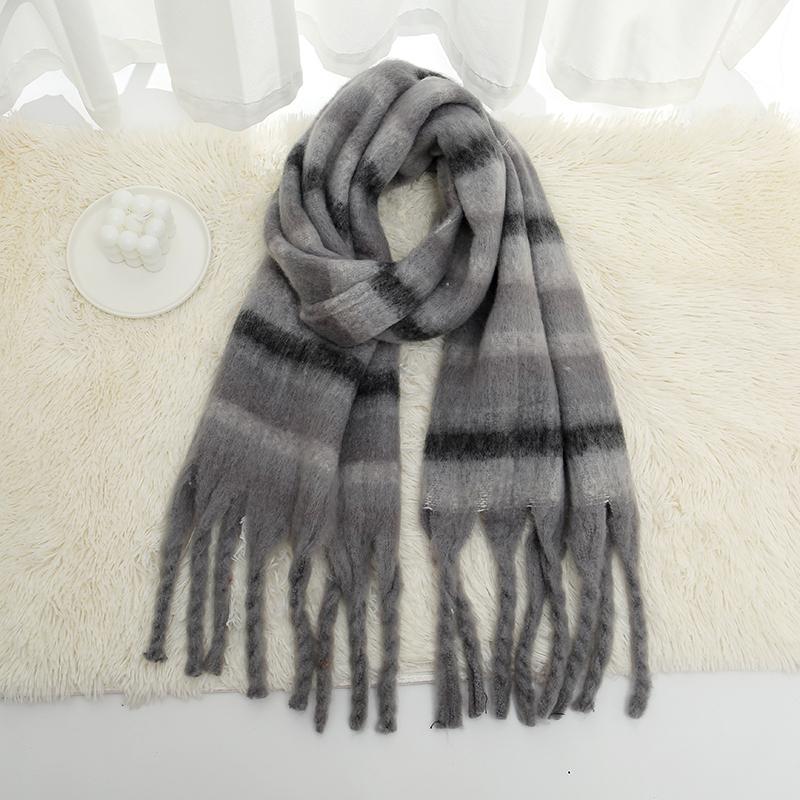 

Thick Stripe Pashmina Shawl Scarf Woman Winter Warmer Scarves Lady Fashion Long Wraps Plaid Printed Muffler Soft Shawl