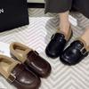 Mao Mao shoes winter Birkenstocks flat-soled soft-soled leather-faced piled beanie shoes cotton shoes