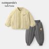 Conjunto de Casaco e Calça de Inverno para Meninos Kaka Panda: Conjunto Quente Acolchoado para Crianças Pequenas