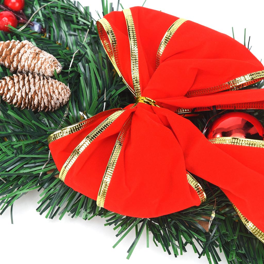 Xmas Artificial Swags LED Xmas Stair Wreath Garland for Home Front Door Wall Decorations Battery Powered