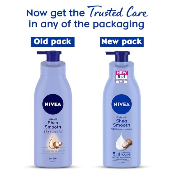 NIVEA Shea Smooth 400ml Body Lotion | 48 H Moisturization | With Deep Moisture Serum & Shea Butter | Non Greasy & Healthy Looking Skin