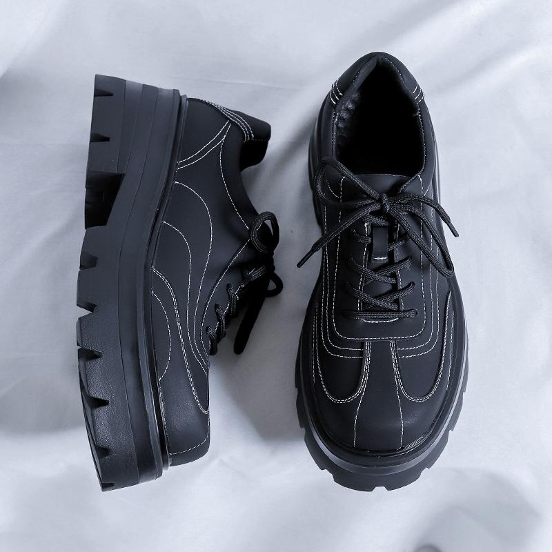 Fashion Mens New Casual Leather Business Tooling Shoes Simple And Versatile Thick Bottom Designer Dress Shoe Fashion Lace-Up Derby Shoes