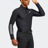 Adidas Solid Color Logo Stripe Fleece-Lined Long Sleeve Golf Polo Men Tops Black GT3424