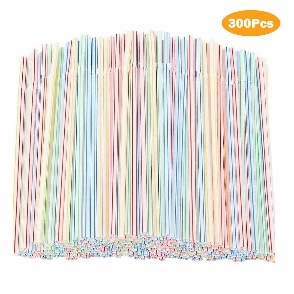 100-1500PCS Colorful&Black Flexible Plastic Drinking Straws Milk Tea Bar Party Wedding Kitchen Beverage Straw Home Accessories