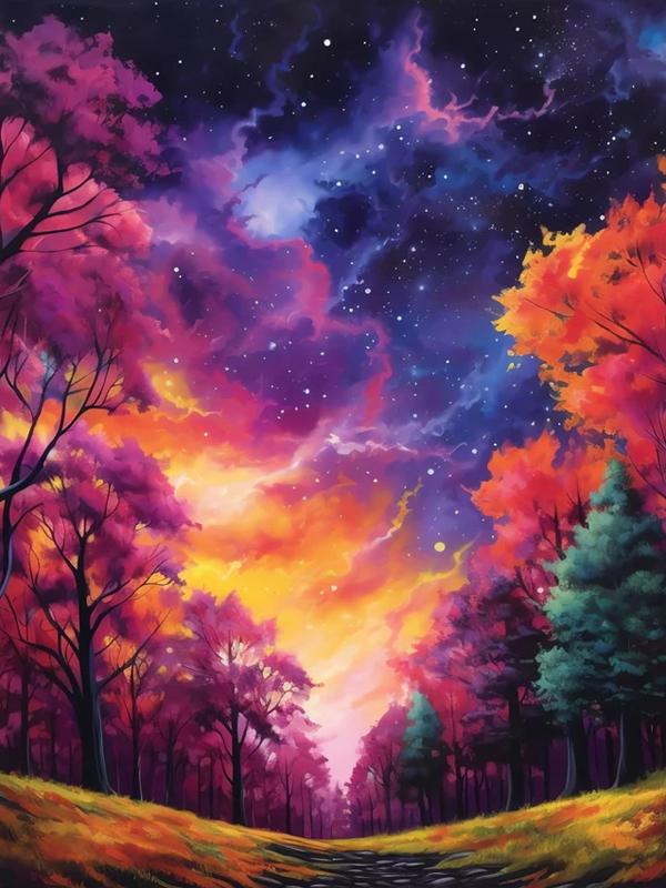 

Ослепительный звездный лесной пейзаж, персональная алмазная декоративная картина, полная дрель Full Round 20x30CM