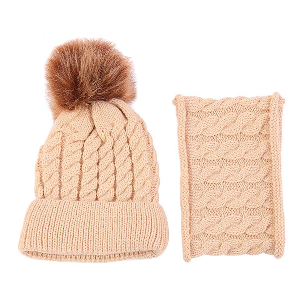 2Pcs/Set Warm Kids Beanie Caps Ear Protection Beanie Hat Scarf Children Hat Scarf Set Toddler