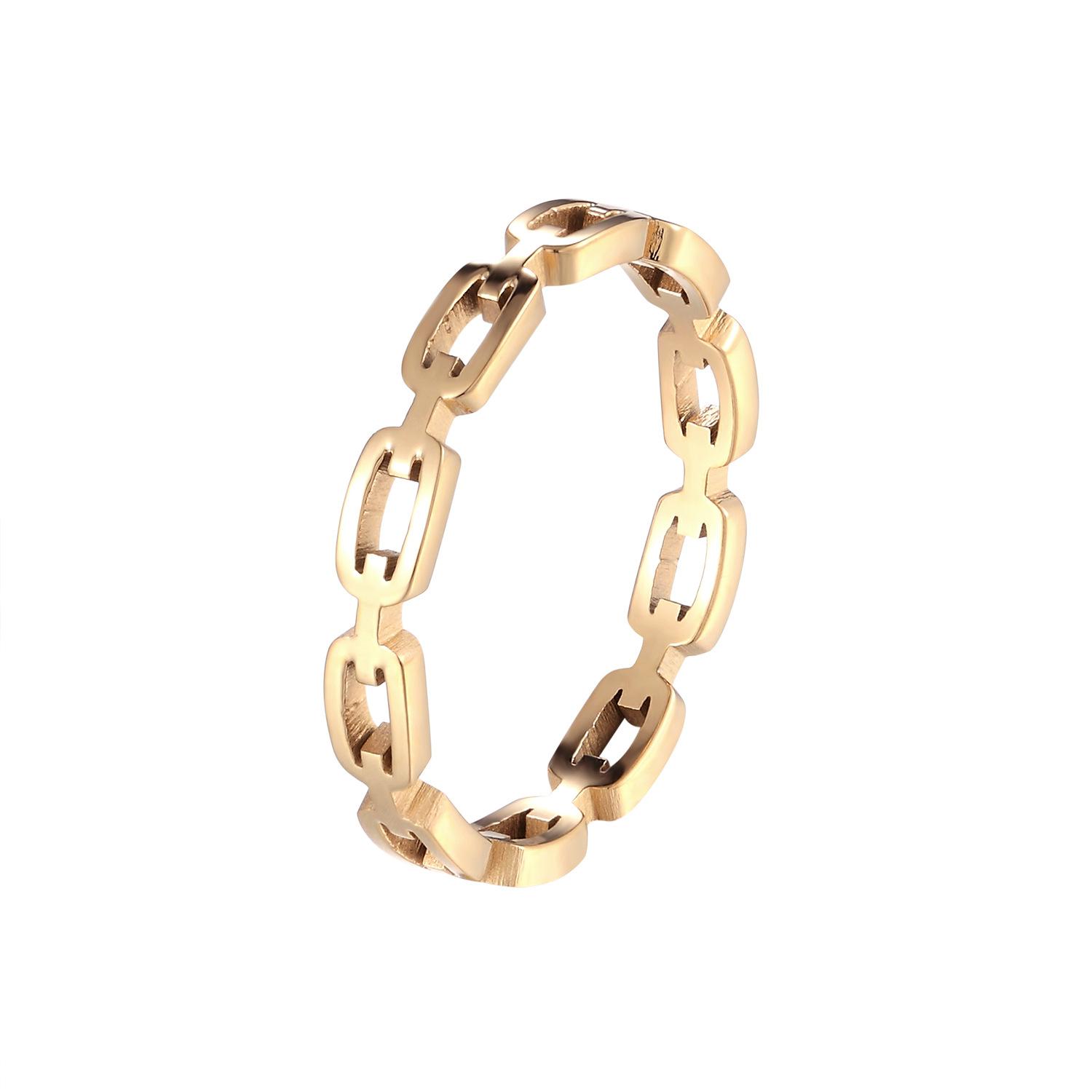 

Кольцо из титановой стали цвета розового золота, Простое кольцо в виде полого квадрата, Геометрическое украшение на указательный палец для женщин 9