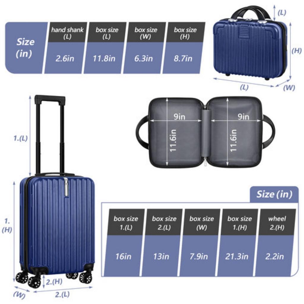 2-Piece Hardshell Luggage Set (20"+14") - Nesting Spinner W/ 360° Wheels & TSA Lock, Lightweight Expandable for Family Travel