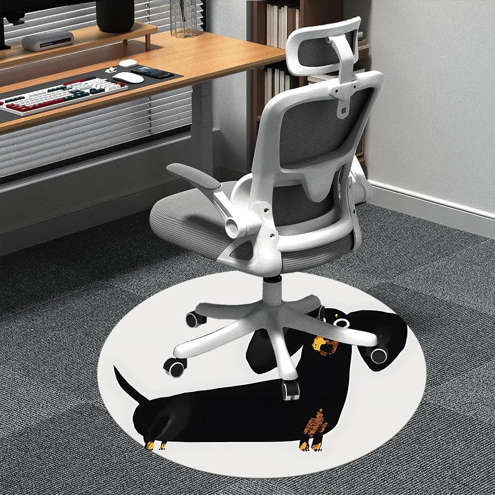 

1pc Dachshund Pet Office Round Area Rug, Indoor Mat Suitable ForOffice, Under Office Chairs Bedroom Living Room Home Decor, Room Deco 081 80cm by 80cm