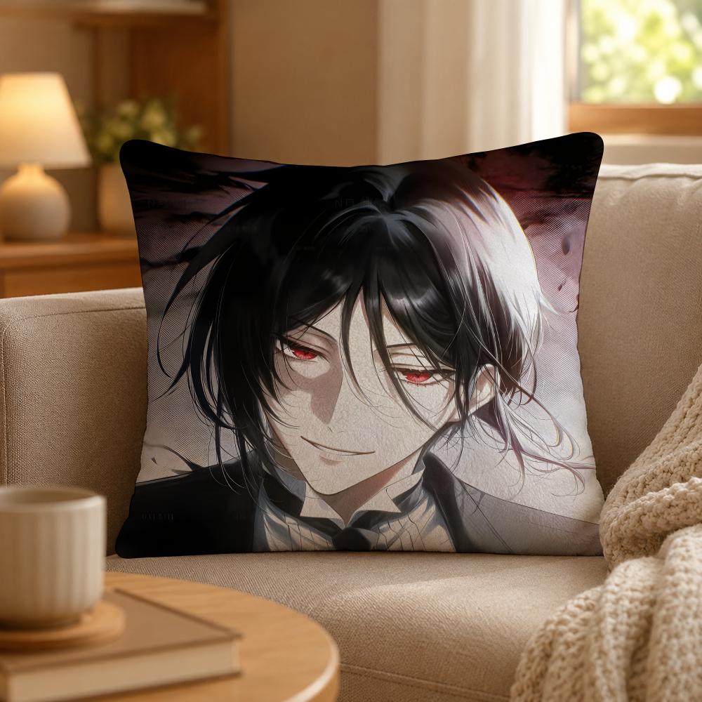 Anime Black Butler Gothic Art Cushion Cover Personalized Short Plush Soft Bedroom Sofa Home Decor Gift