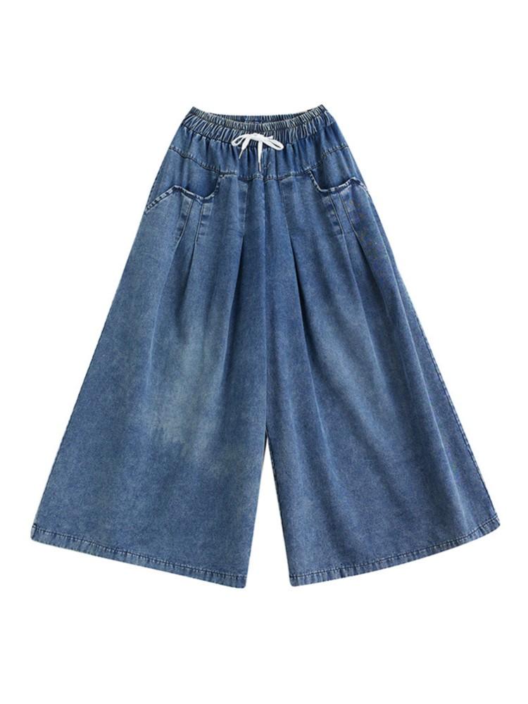 Oversized Jeans Elastic High Waist Spring Summer Long Pant Women Wide Leg Loose Pleated Modis Ladies Trousers Casual Woman Pants