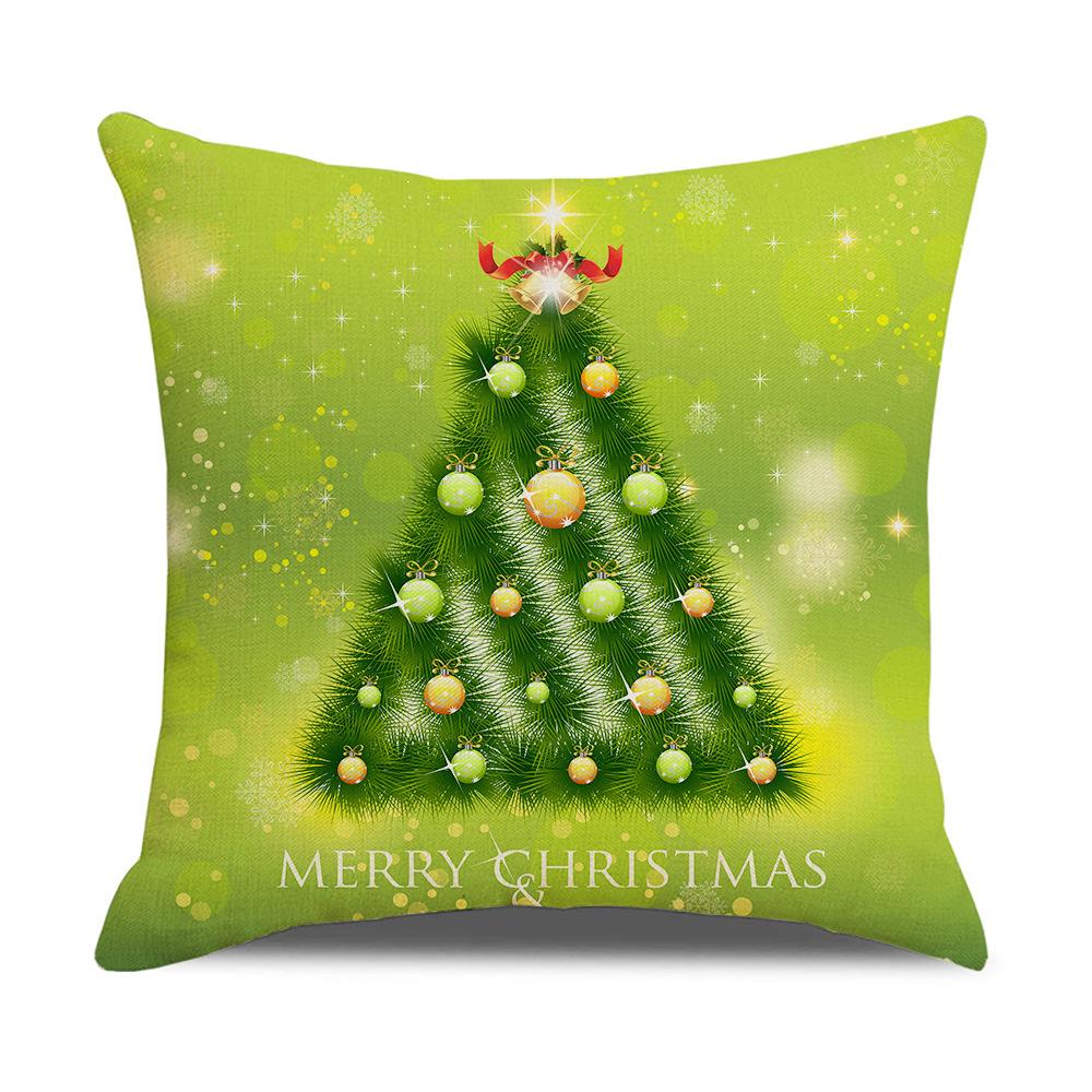 New Home Furnishings Christmas Linen Pillowcase Cartoon Christmas Tree Sofa Cushion Cover Pillow Cover