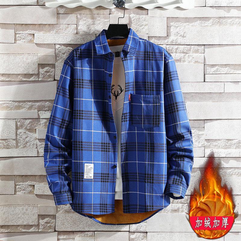 Thickened Warm Shirt Men's Plaid Casual Shirt