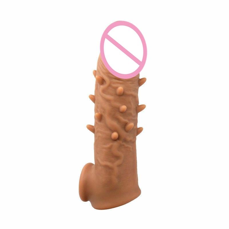 Realistic Penis Extender Cock Sleeve Reusable Condom Silicone Penis Delay Ejaculation Dick Enlargement Extension Man Sex Toys 18
