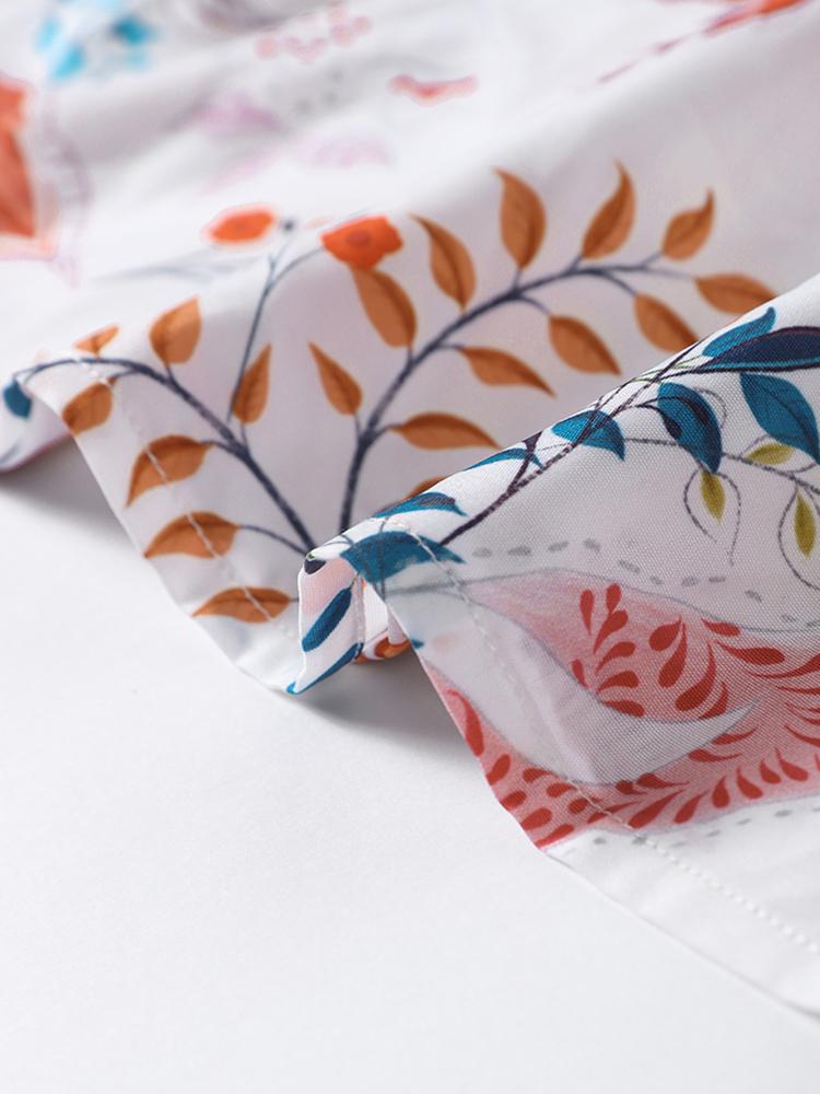 Vintage Blumendruck Lange Lose O-Ausschnitt Laterne Ärmel Weibliche Kleider Hohe Taille Sommer Dame Robe