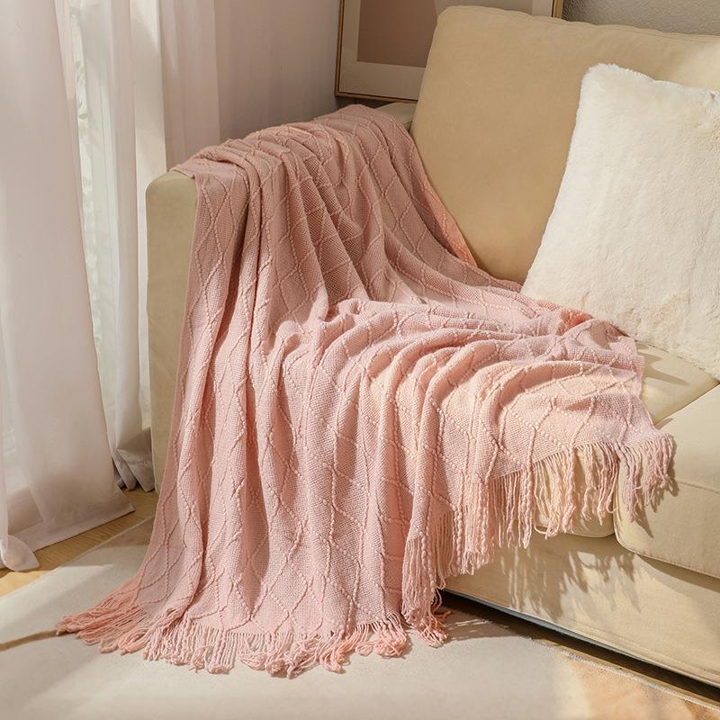 Tassel Summer Thin Throw Blanket Knitted Sofa Cover Blanket Office Air Conditioning Window Blanket Cozy Small Napping Throw Blanket For Home