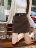 Plus Size Retro Woolen Bodycon A-Line Skirt - High Waist, Anti-Exposure, Versatile, for Autumn/Winter