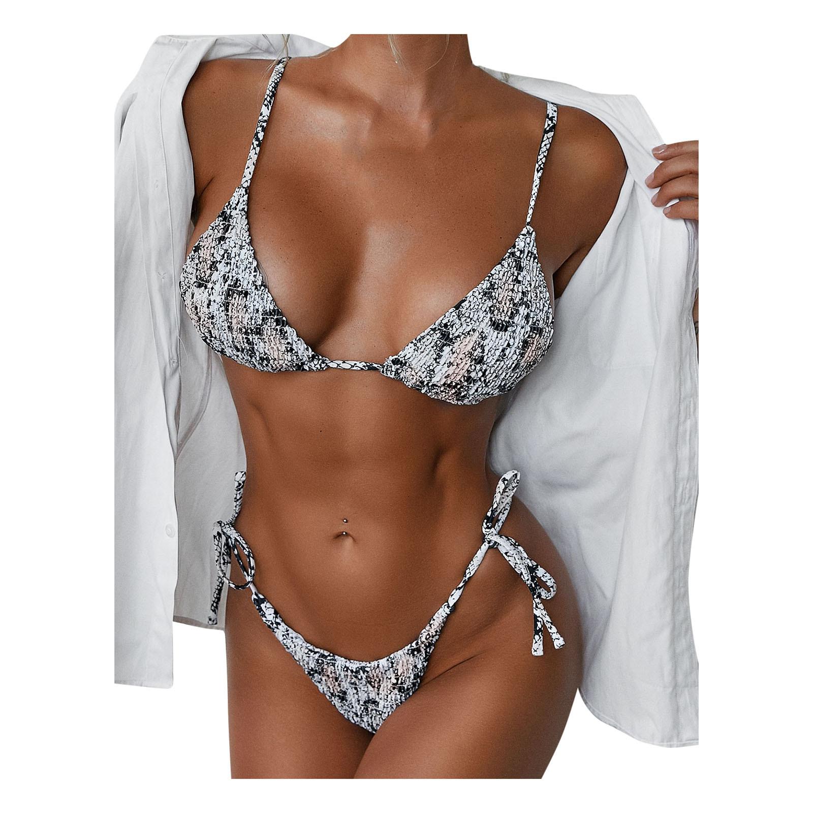 

(SU)Женский купальник пуш-ап с животным и цветочным принтом, комплект бикини из двух частей, купальник