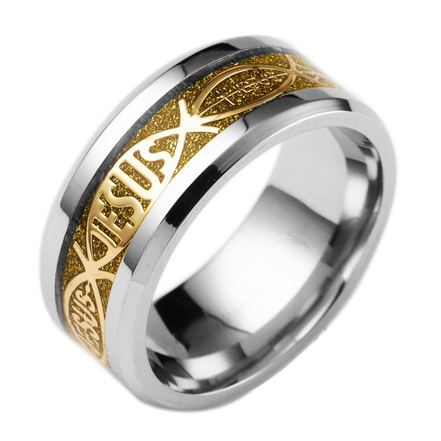 

Jesus Letter 316 L Stainless Steel Ring For Religious Christian Men Women Gift Zircon Serenity Male Bible Cross 9 золотой