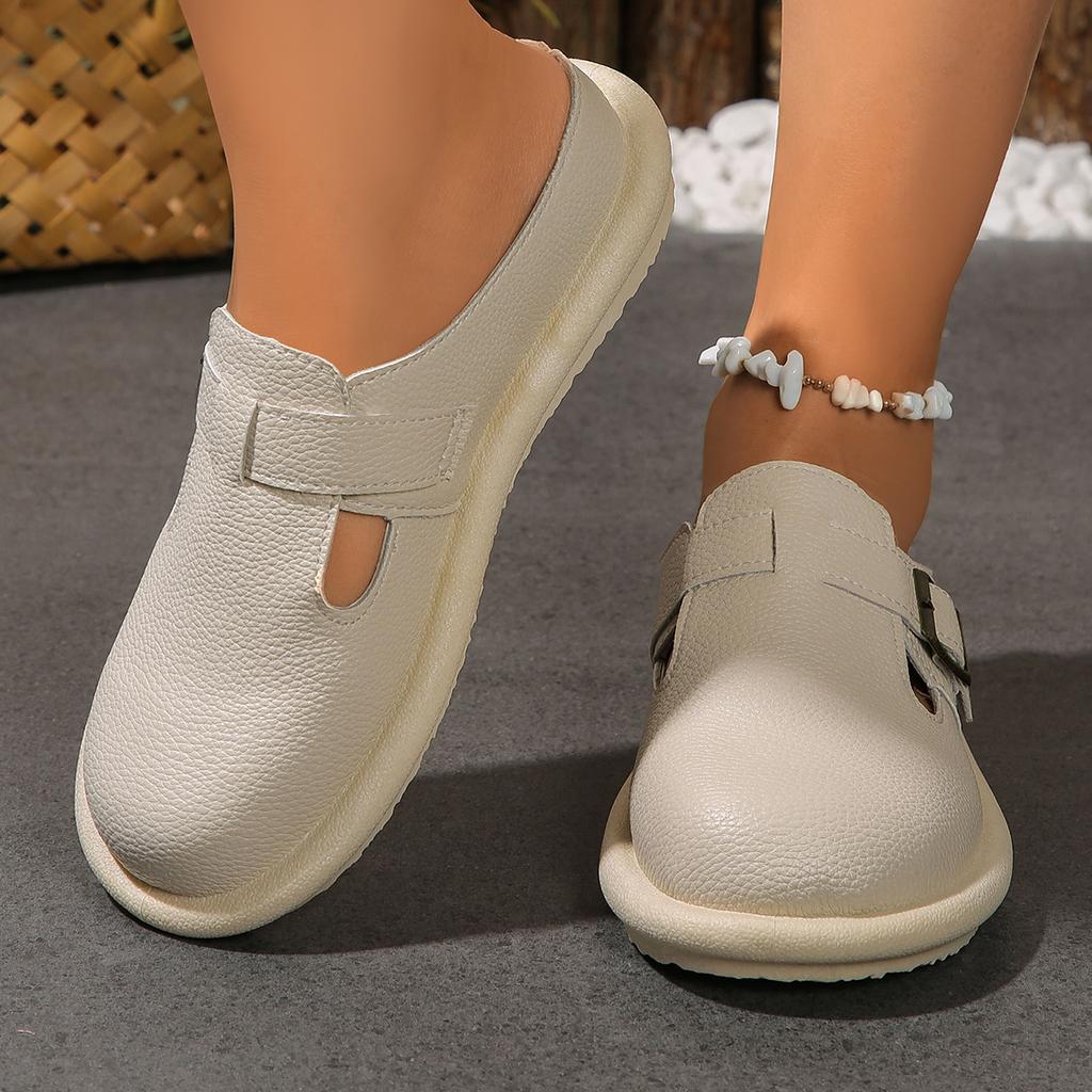 Mode Damskor 2024 Damtofflor Utomhus Vardagstofflor Enfärgade Rund Tå Låga Klackar Flats Damskor