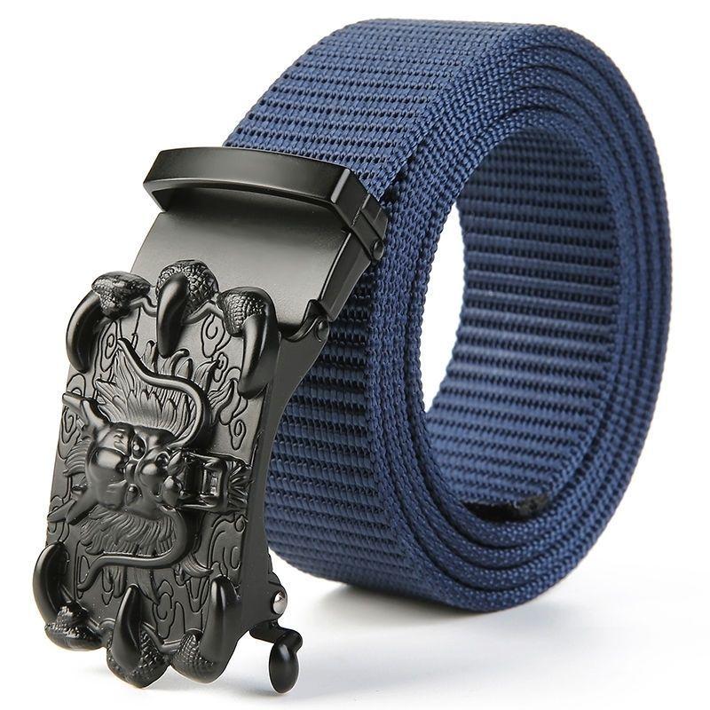 Men'S Nylon Belt Business Automatic Buckle Belt Casual Canvas Toothless Buckle Belt Strength Delivery