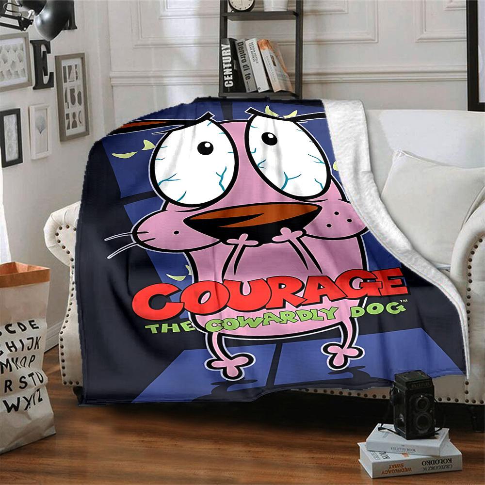 1pc Courage the Cowardly Dog Flannel Throw Blanket - Lightweight Soft Warm All-Season Blanket for Sofa, Bed, Travel, Camping L1029052