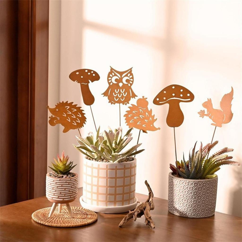 8pc Animal Silhouette Plug-in, Flower Pot Wrought Iron Decorative Garden Ornaments
