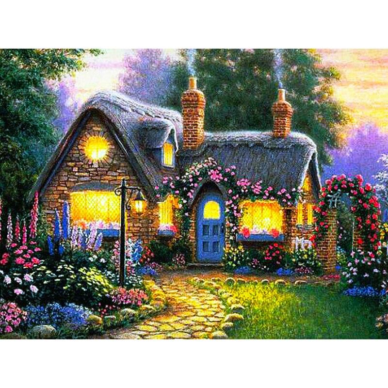 New 5D DIY Diamond Painting Houses Diamond Embroidery Scenery Cross Stitch Full Round Drill Crafts Art Home Decor Gift