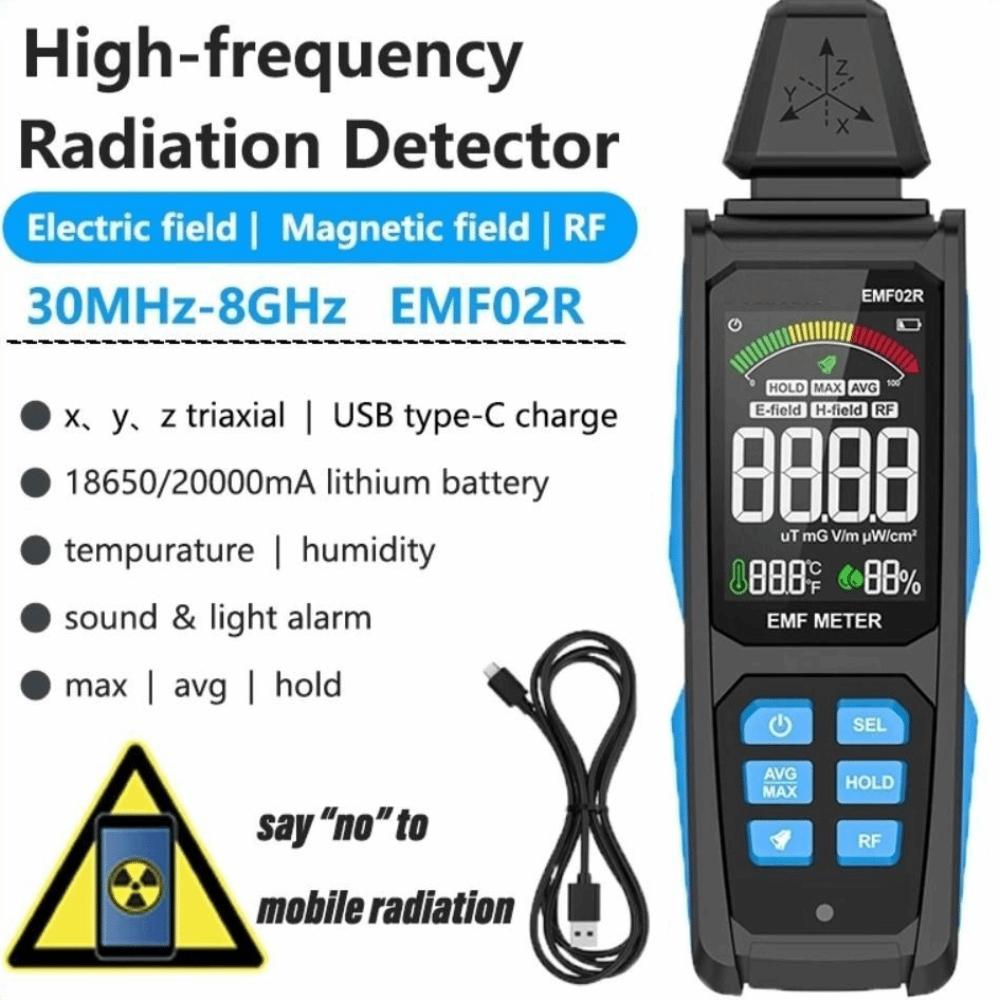 High Precision Electromagnetic Field Radiation Tester 30Mhz-8GHz EMF Gauss Meter Household