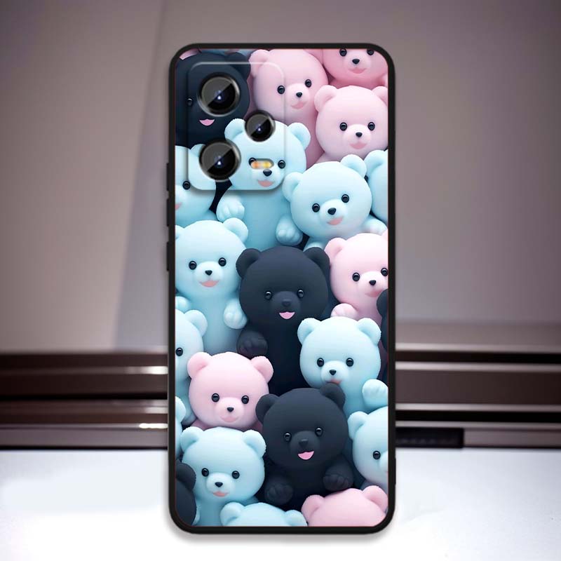 Cartoon Animals Cute Phone Case For Xiaomi Redmi Note 15 14 13 12 12S 11E 11 11S Pro Plus 4G 5G Black Soft TPU
