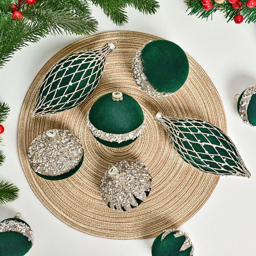 Flocking Christmas Tree Ornament Plastic Painted Ball Christmas Decorations New Year