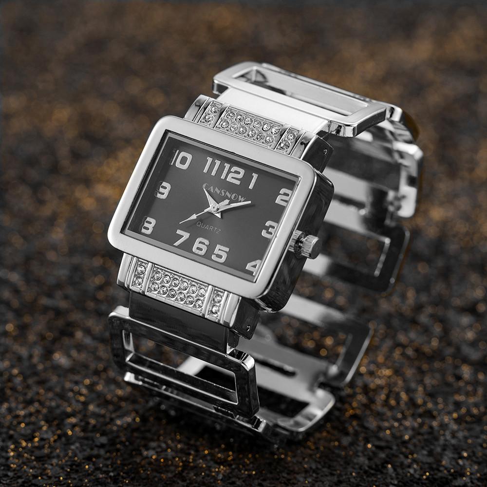 

Золотые и серебряные часы Изысканные часы-браслет с прямоугольным циферблатом для женщин