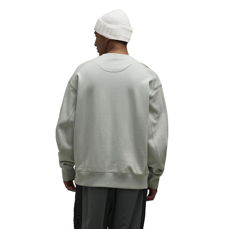 Y-3 Loose Casual Pullover Sweatshirt Ribbed Crew Neck Solid Basic Long Sleeve Unisex Sweatshirt Light-Gray IP7694