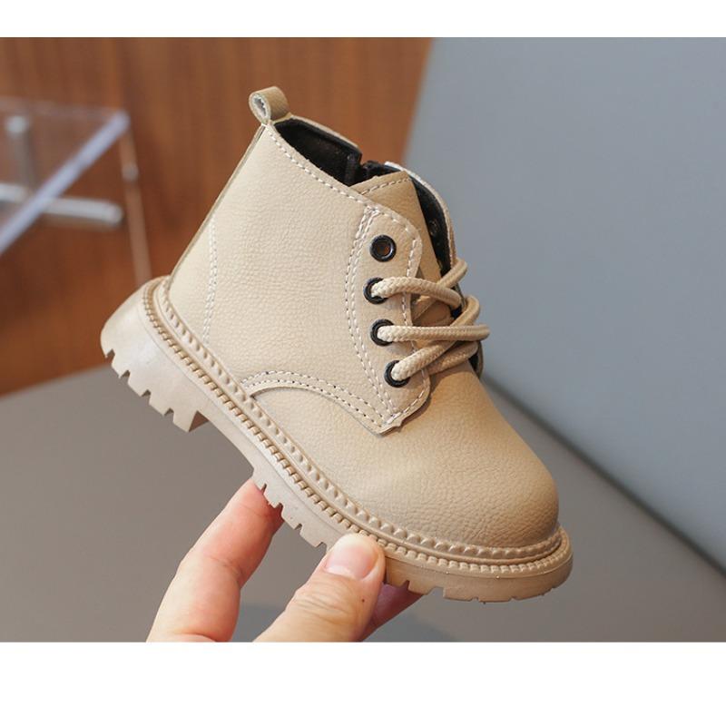Autumn Children's Leather Boots, Minimalist Versatile Ankle Boots, Boys' Leather Short Boots, Soft-Sole Baby Yellow Boots, Unisex Kids' Shoes.