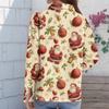 Women's Christmas Printed Button Up Long Sleeved Casual Regular Shirt With Collar Top