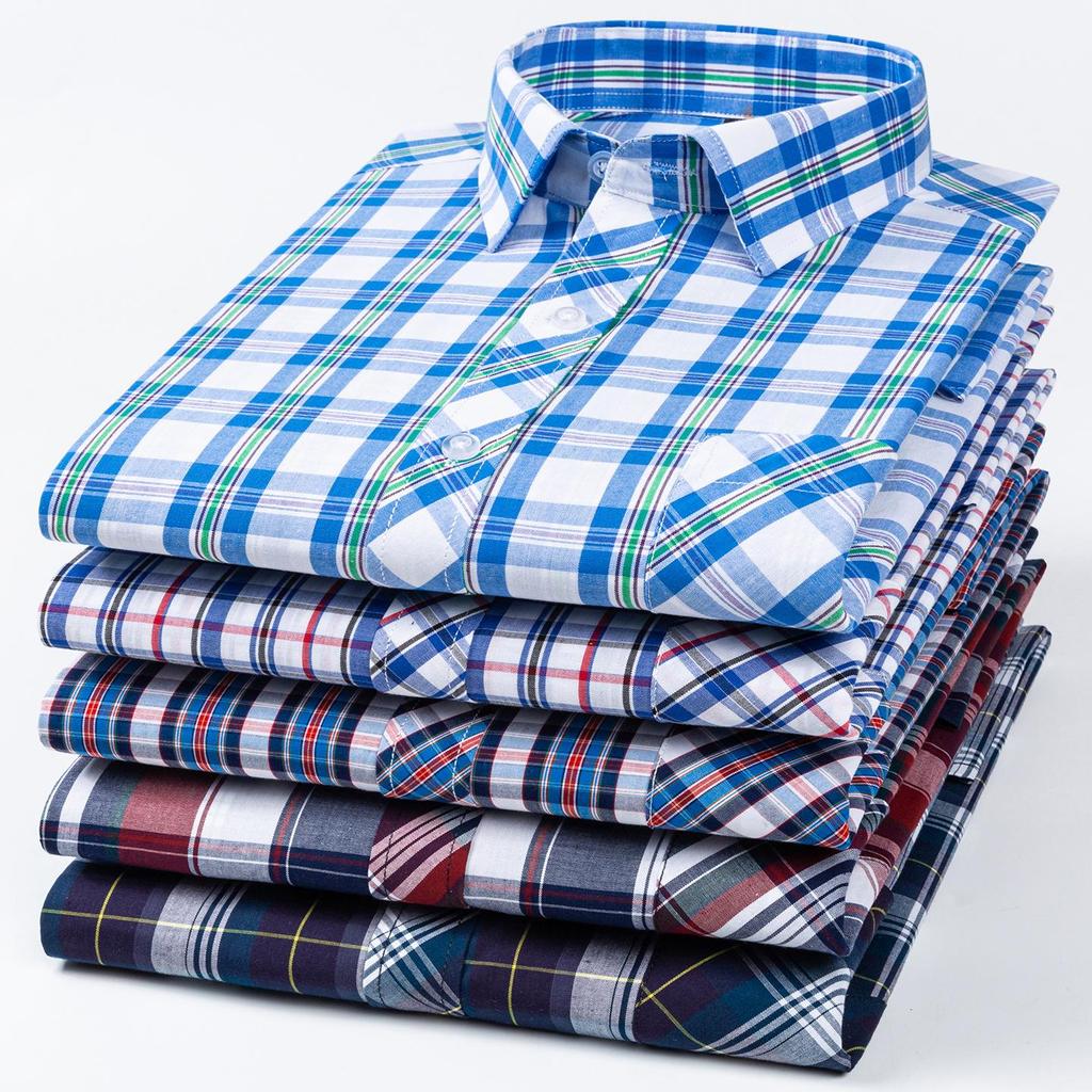 Men's 100% Cotton Plaid Long Sleeve Shirt - Casual Spring/Summer Style